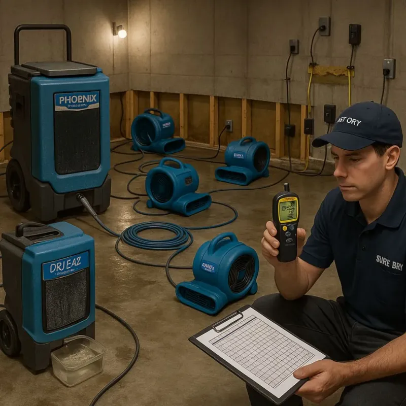 Structural Drying and Dehumidification process in Orange County, CA